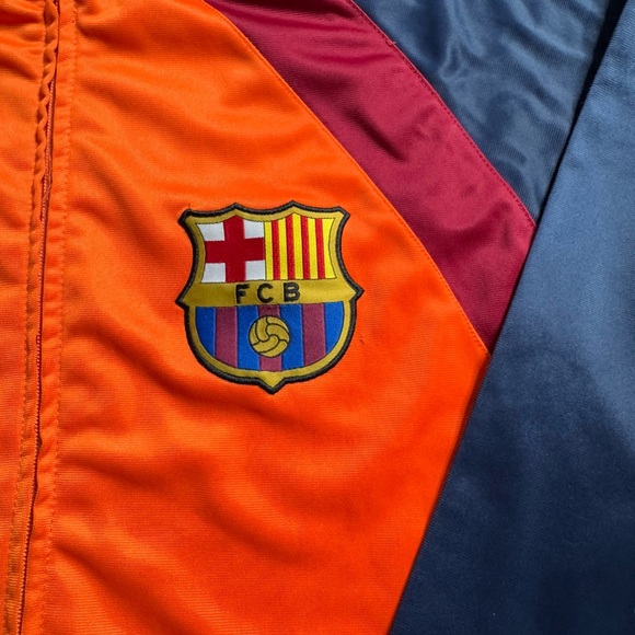 FC Barcelona Mens Size L Orange Jacket Authentic Pockets Official Merchandise - Picture 2 of 12